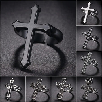 Vintage Black Cross Ring for Women - Gothic Punk Steampunk Jesus Men's Ring Party Fashion Male Jewellery - The Jewellery Supermarket